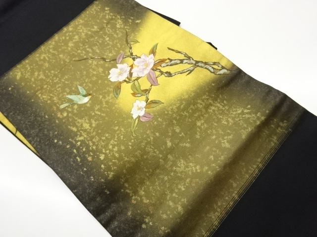 金彩桜に鶯模様刺繍名古屋帯